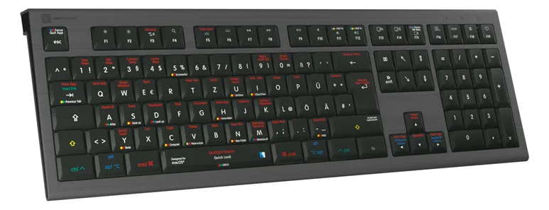 Logickeyboard LKB-OSX-A2M-DE - Kabelgebunden - USB - Scherenschalter - LED - Schwarz - TL: Deutsch, QWERTZ, Ansicht 3