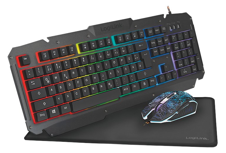 LogiLink Gaming Combination Set - Set aus Tastatur, Maus und Mauspad - TL: Deutsch, QWERTZ