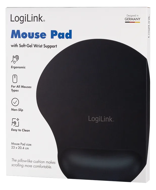 LogiLink Mauspad mit Handgelenkpolsterkissen - schwarz, Ansicht 4