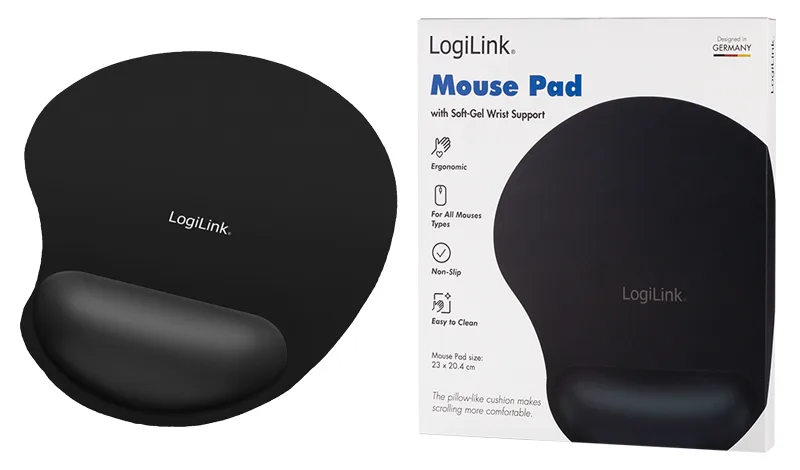 LogiLink Mauspad mit Handgelenkpolsterkissen - schwarz, Ansicht 5