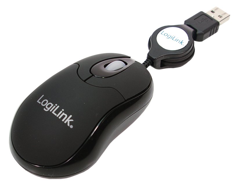 LogiLink Mini with retractable cable - Maus - rechts- und linkshändig