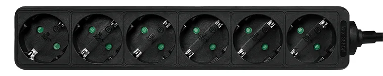 LogiLink Steckdosenleiste - Wechselstrom 250 V - 3500 Watt - Ausgangsanschlüsse: 6 (Typ F) - Schwarz, Ansicht 2
