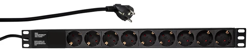 LogiLink Stromverteilungseinheit (Rack - einbaufähig) - Wechselstrom 250 V - Eingabe, Eingang CEE 7/7, Ansicht 2