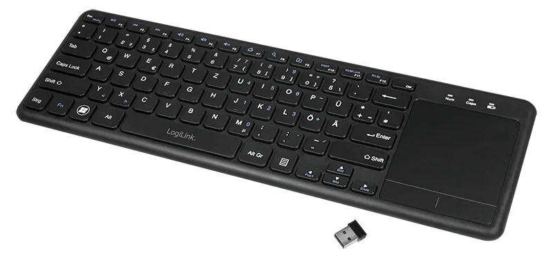 LogiLink Tastatur - mit Touchpad - kabellos - TL: Deutsch, QWERTZ, Ansicht 2