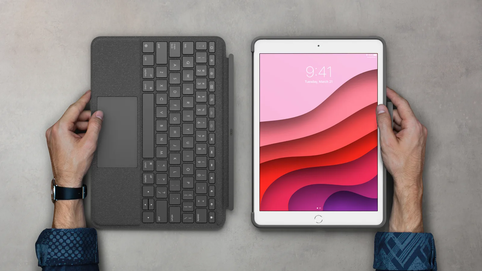 Logitech Combo Touch - Tastatur und Foliohülle - mit Trackpad - hintergrundbeleuchtet - TL: Deutsch, QWERTZ, Ansicht 2