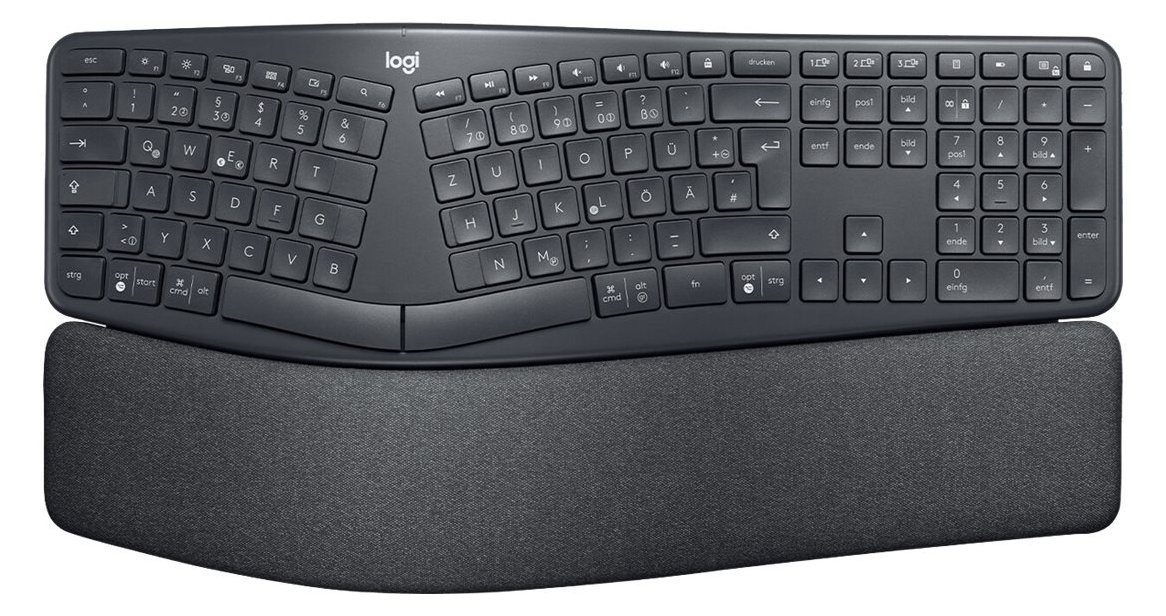 Logitech ERGO K860 - Tastatur - kabellos - 2.4 GHz, Bluetooth 5.0 - TL: Deutsch, QWERTZ
