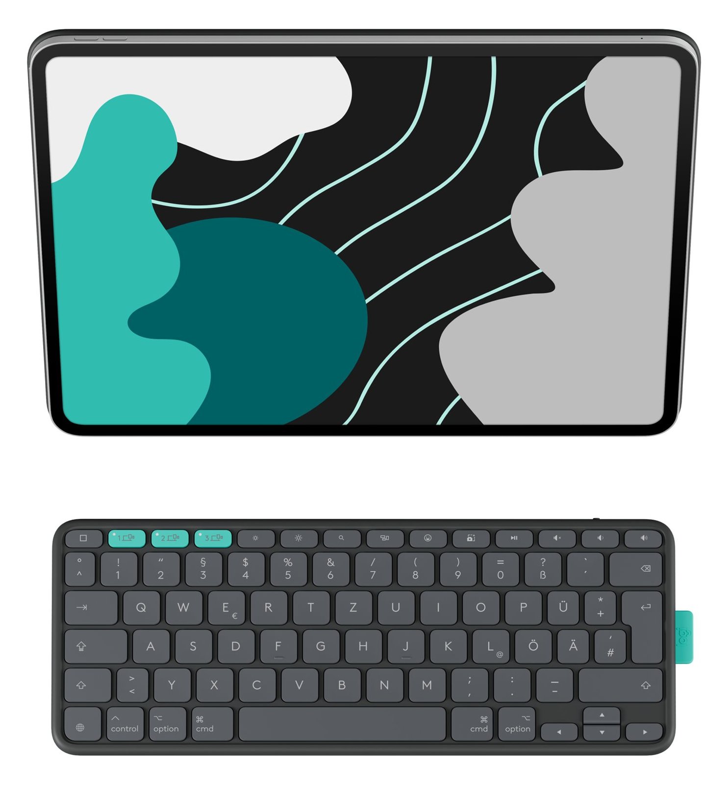 Logitech Flip Folio - Tastatur und Foliohülle - full size - kabellos - Bluetooth 5.1 LE - Graphite - TL: Deutsch, QWERTZ