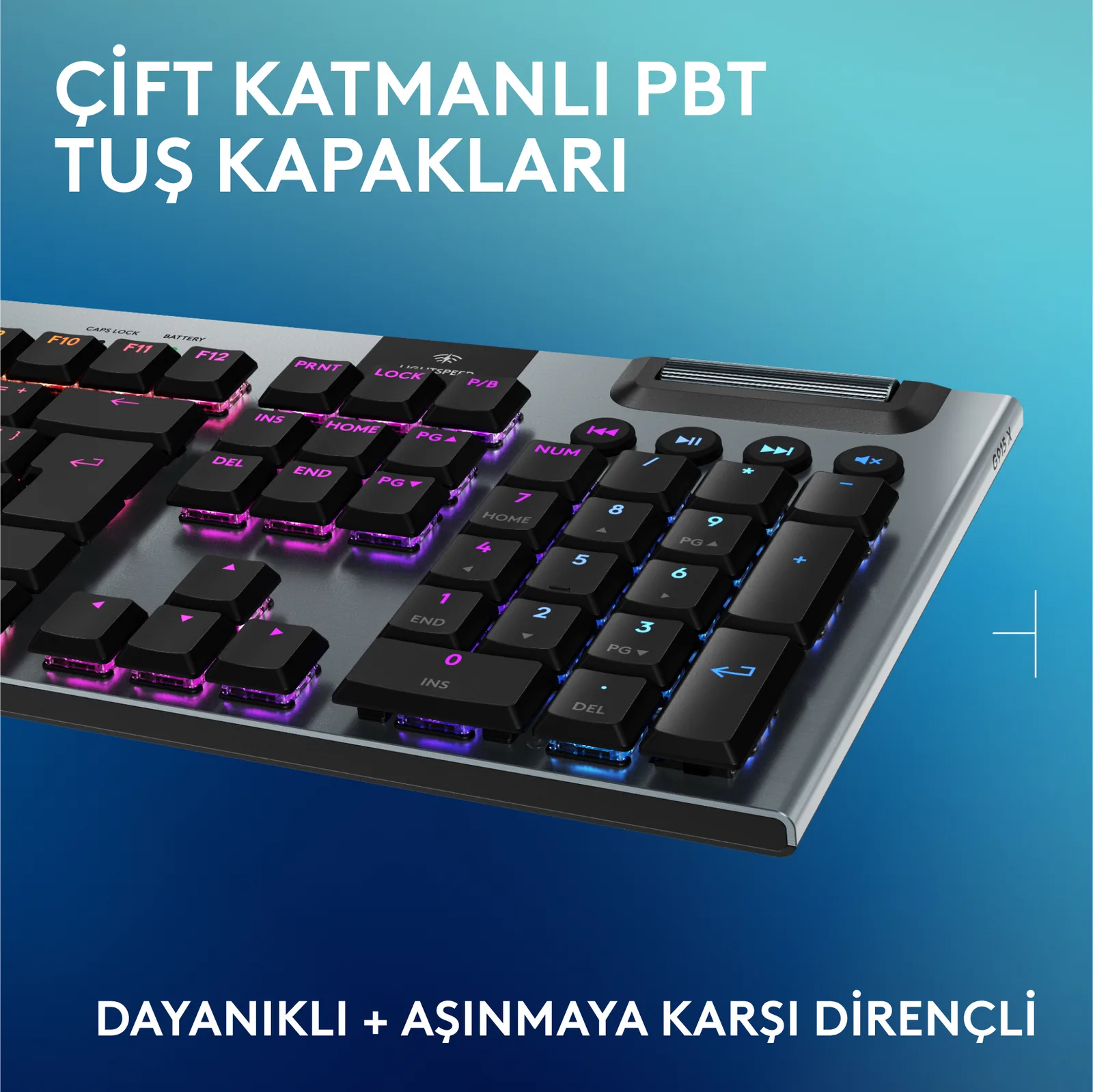 Logitech G G915 X - Tastatur - LIGHTSPEED - kabellos - Bluetooth - USB - GLT - Schwarz - TL: US, QWERTY, Ansicht 2