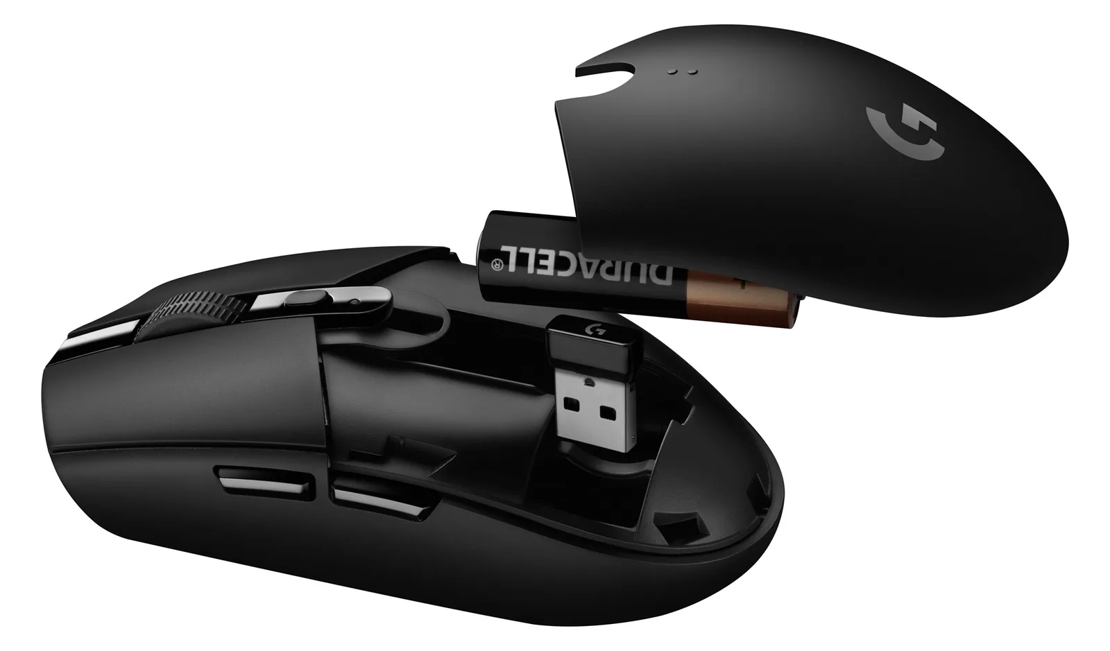Logitech G305 - Maus - optisch - 6 Tasten - kabellos - LIGHTSPEED - kabelloser Empfänger (USB) - schwarz, Ansicht 3
