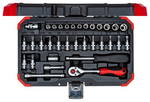Gedore R49003033 - Steckschlüssel-Satz - 1/4" - Metrisch - 27 Kopf/Köpfe - 4,4.5,5,5.5 bis 13 mm - T15 - T20 - T25 - T30