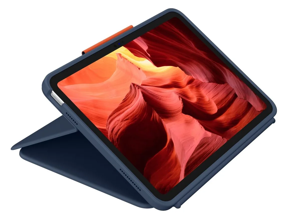 Logitech Rugged Combo 4 - Tastatur und Foliohülle - Classic Blue - für Apple 10.9-inch iPad  - TL: Französisch, AZERTY, Ansicht 4