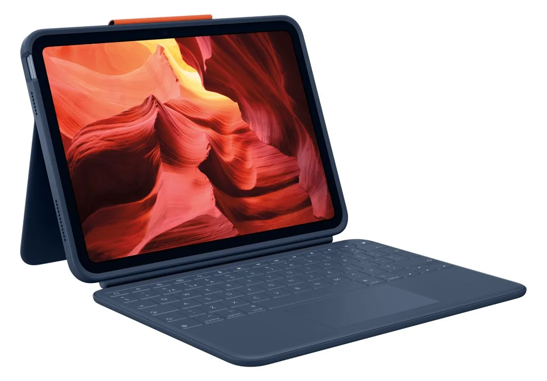 Logitech Rugged Combo 4 Touch - Tastatur und Foliohülle - mit Trackpad - Classic Blue - TL: UK, QWERTY, Ansicht 4