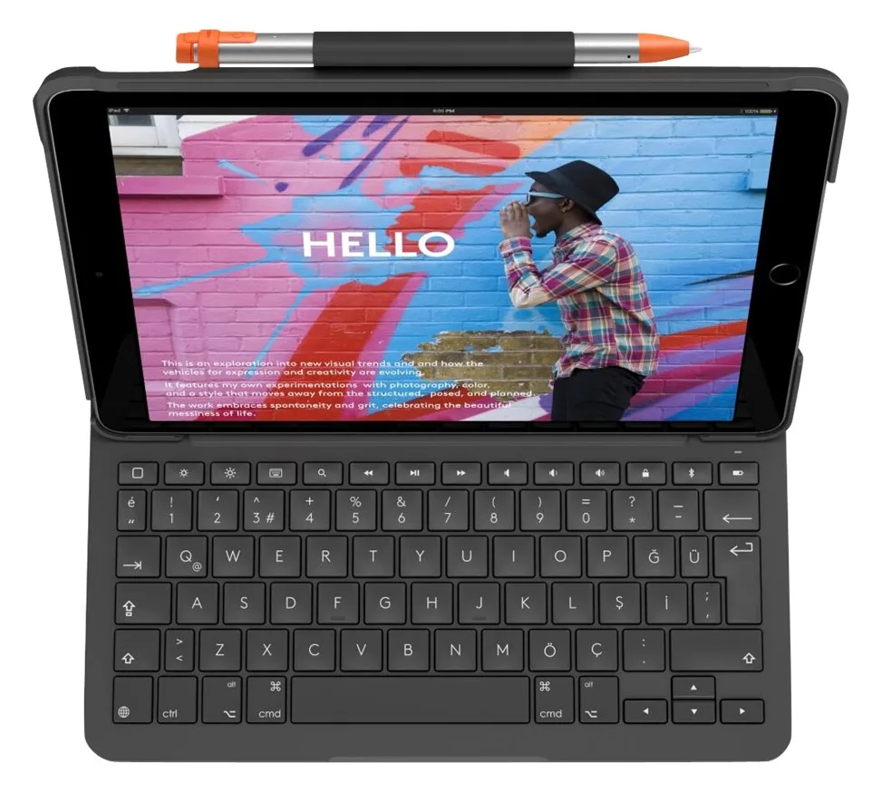 Logitech Slim Folio - Tastatur und Foliohülle - TL: Deutsch, QWERTZ, Ansicht 5