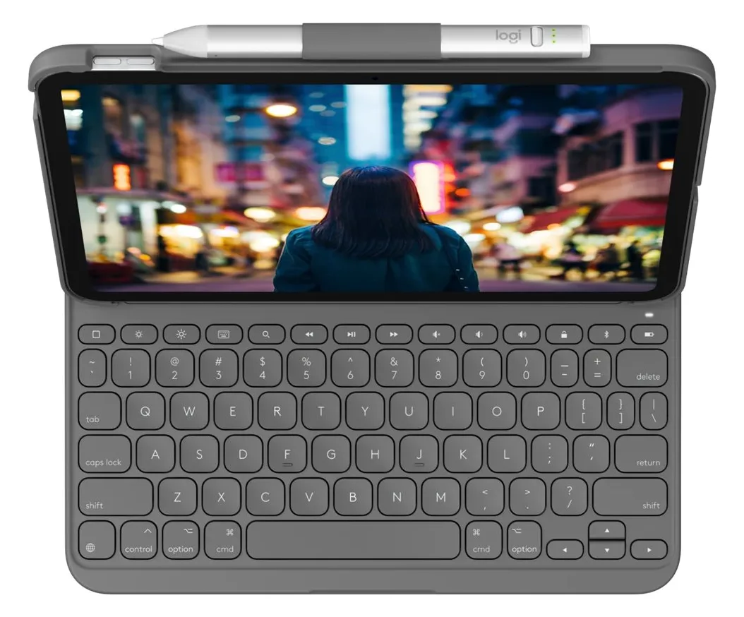 Logitech Slim Folio - Tastatur und Foliohülle - TL: Französisch, AZERTY, Ansicht 3