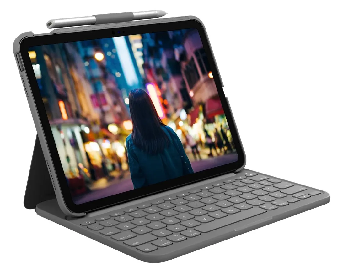Logitech Slim Folio - Tastatur und Foliohülle - TL: UK, QWERTY, Ansicht 4