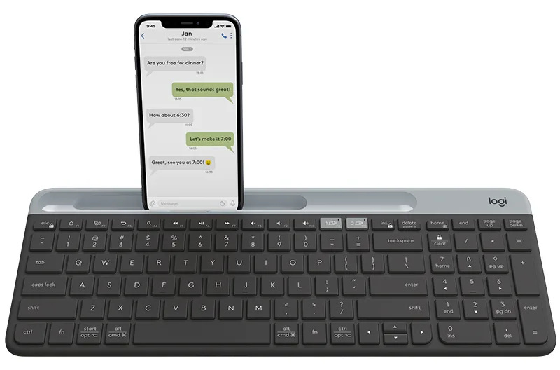 Logitech Slim Multi-Device K580 - Tastatur - Bluetooth, 2.4 GHz - TL: Nordisch, QWERTY, Ansicht 2