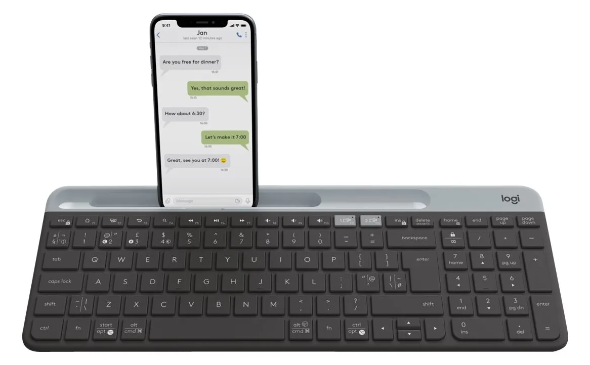 Logitech Slim Multi-Device K580 - Tastatur - Bluetooth, 2.4 GHz - TL: Nordisch, QWERTY, Ansicht 3