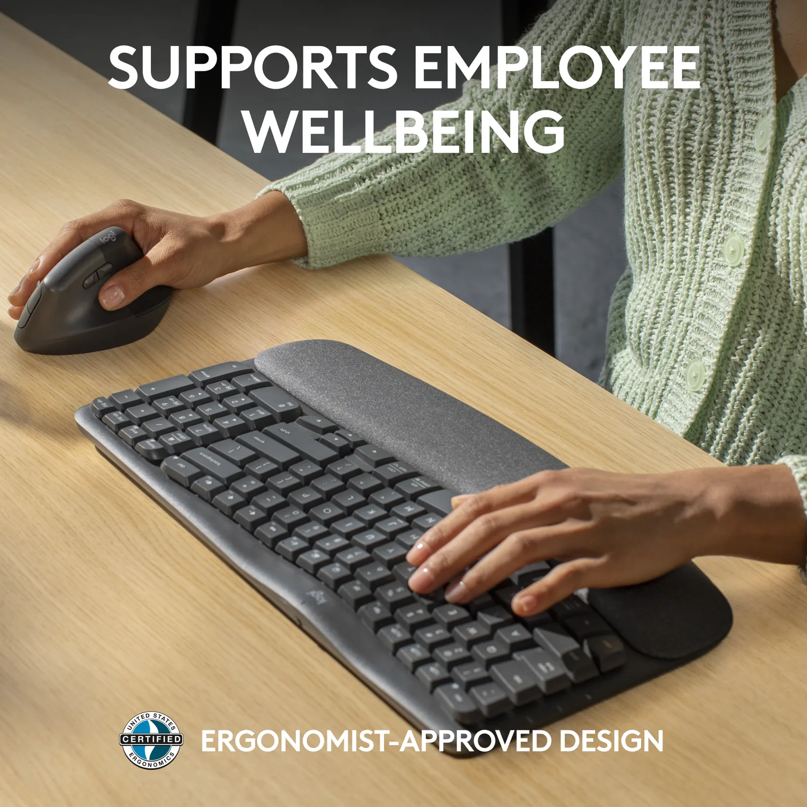 Logitech Wave Keys for Business - GRAPHITE - 2.4GHZ/BT - N/A - INTNL-973 - TL: US, QWERTY, Ansicht 2