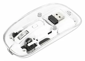 Manhattan Maus - wiederaufladbar - rechts- und linkshändig - optisch - 4 Tasten - kabellos - 2.4 GHz - transparent, weiß, Ansicht 3