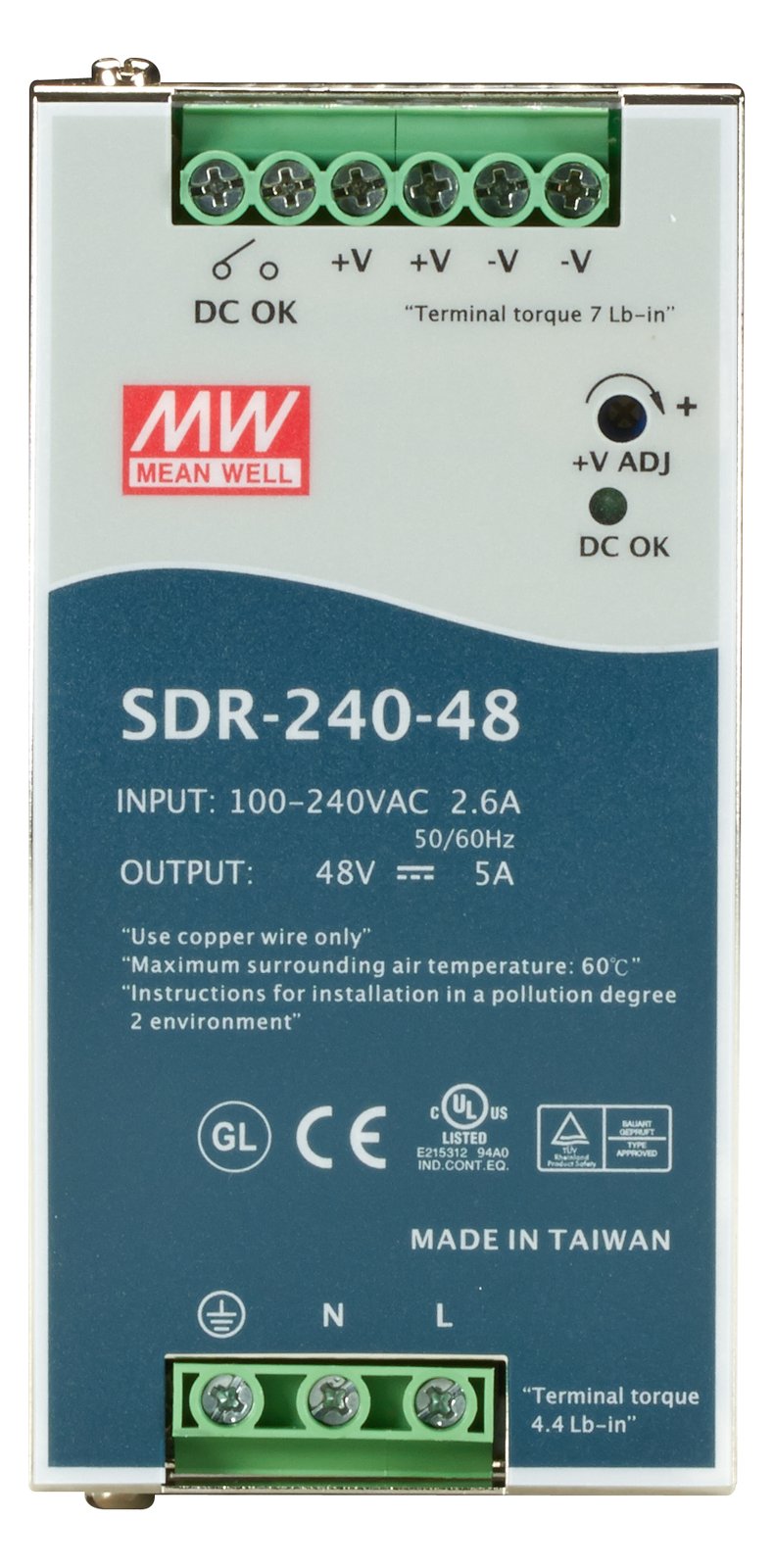 Meanwell Mean Well SDR-240 series SDR-240-48 - Netzteil (DIN-Schienenmontage möglich)