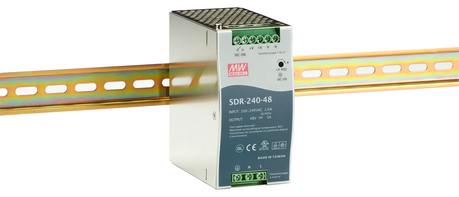 Meanwell Mean Well SDR-240 series SDR-240-48 - Netzteil (DIN-Schienenmontage möglich), Ansicht 2