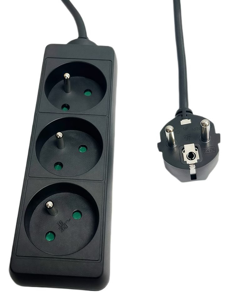 MicroConnect 3-way Power Strip French Type E Black - Steckdosenleiste