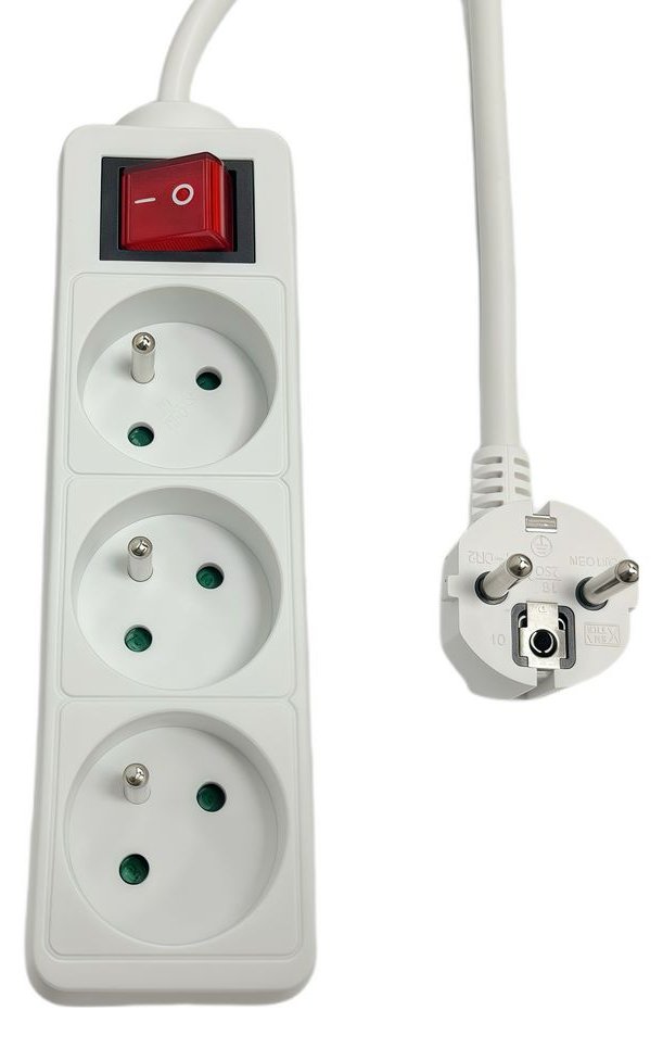 MicroConnect 3-way Power Strip on/off switch French Type E - Steckdosenleiste