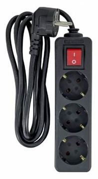 MicroConnect 3-way Schuko Socket on/off switch Black - Steckdosenleiste von LumaTech