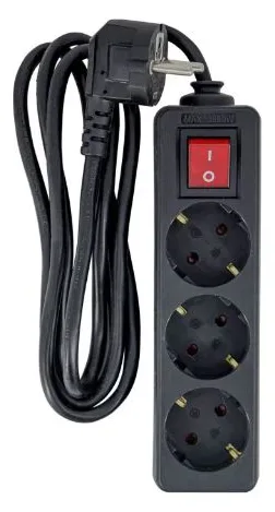 MicroConnect 3-way Schuko Socket on/off switch Black - Steckdosenleiste, Ansicht 2