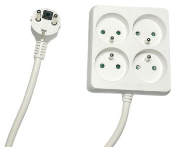 MicroConnect 4-way Power Strip Square French Type E White - Steckdosenleiste von LumaTech