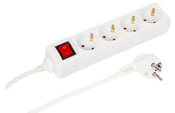 MicroConnect 4-way Schuko Power Strip on/off switch White - Steckdosenleiste von LumaTech
