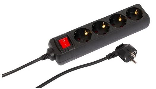 MicroConnect 4-way Schuko Socket on/off switch Black - Steckdosenleiste