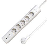 MicroConnect 5-way USB Schuko Power Strip on/off switch - Steckdosenleiste