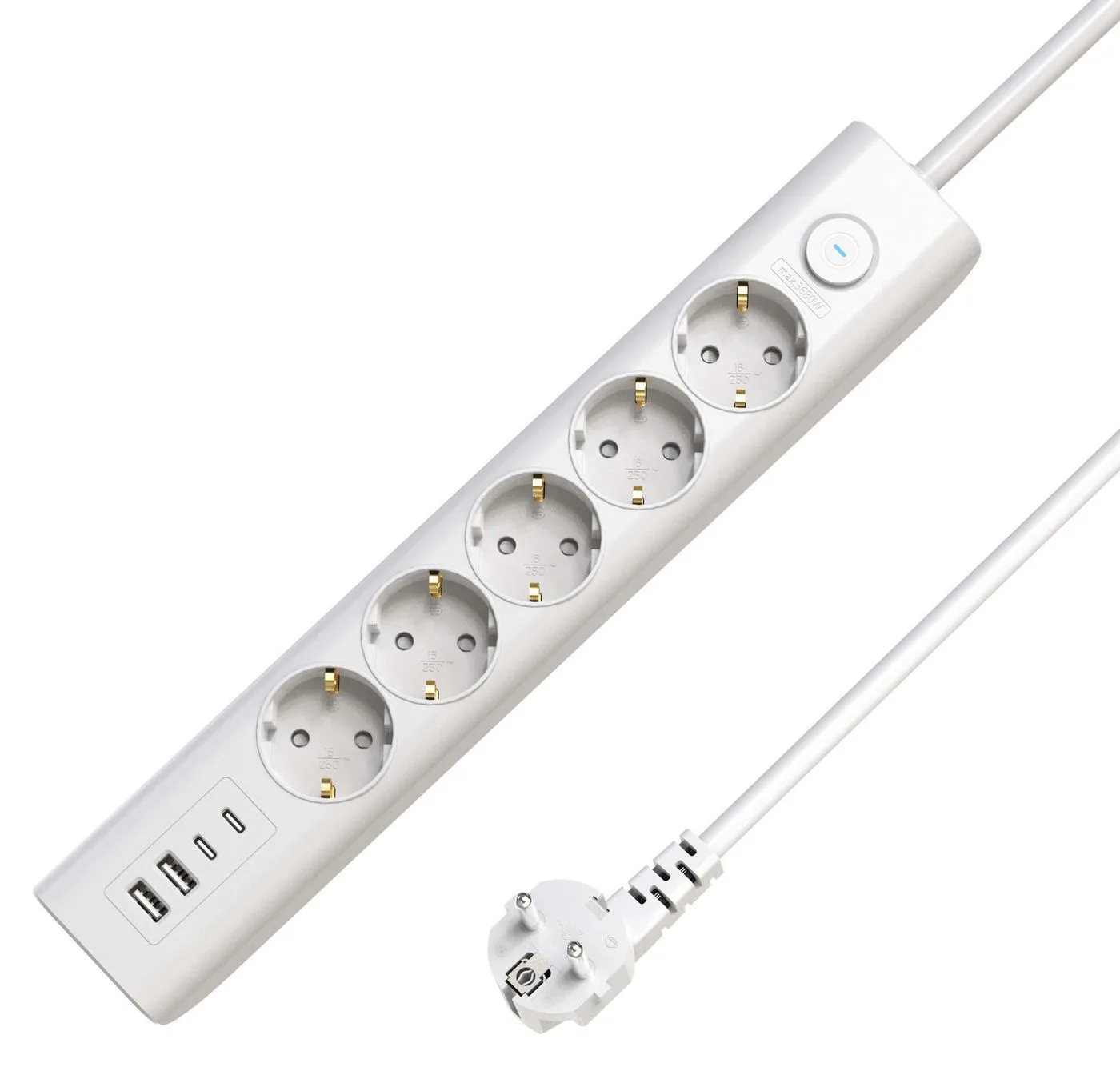 MicroConnect 5-way USB Schuko Power Strip on/off switch - Steckdosenleiste, Ansicht 2