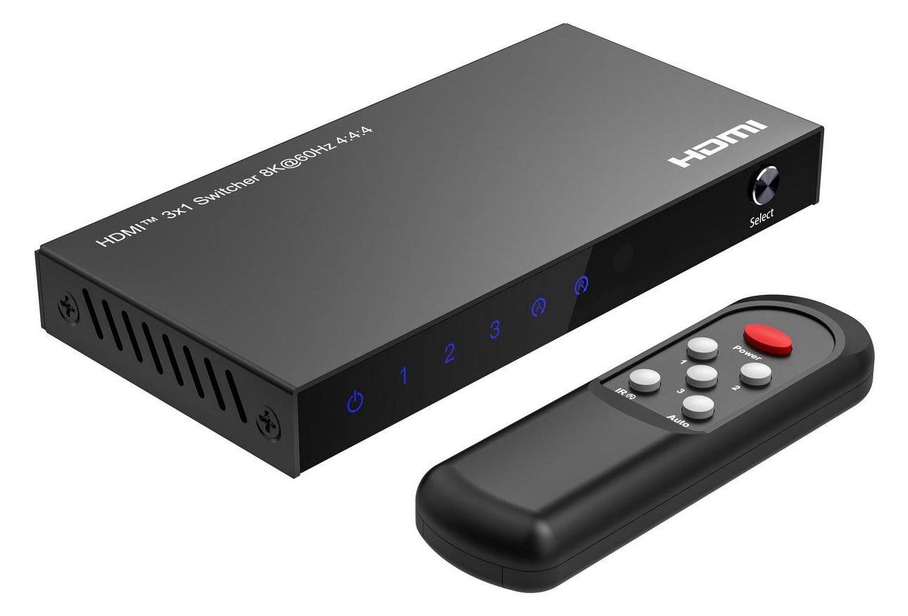 MicroConnect 8Ka60Hz HDMI Switch 3x1 HDCP 2.3 w/Remote control