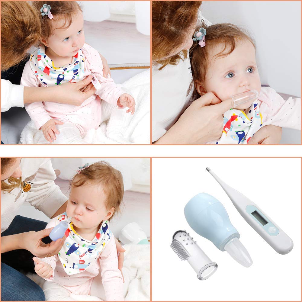 Lictin Babypflegeset 15 teilige Baby Pflegeset Neugeborene mit Fieberthermometer Nasensauger Kamm Nagelschere Baby Erstausstattung Pflegeset für Neugeborene — Bild 3