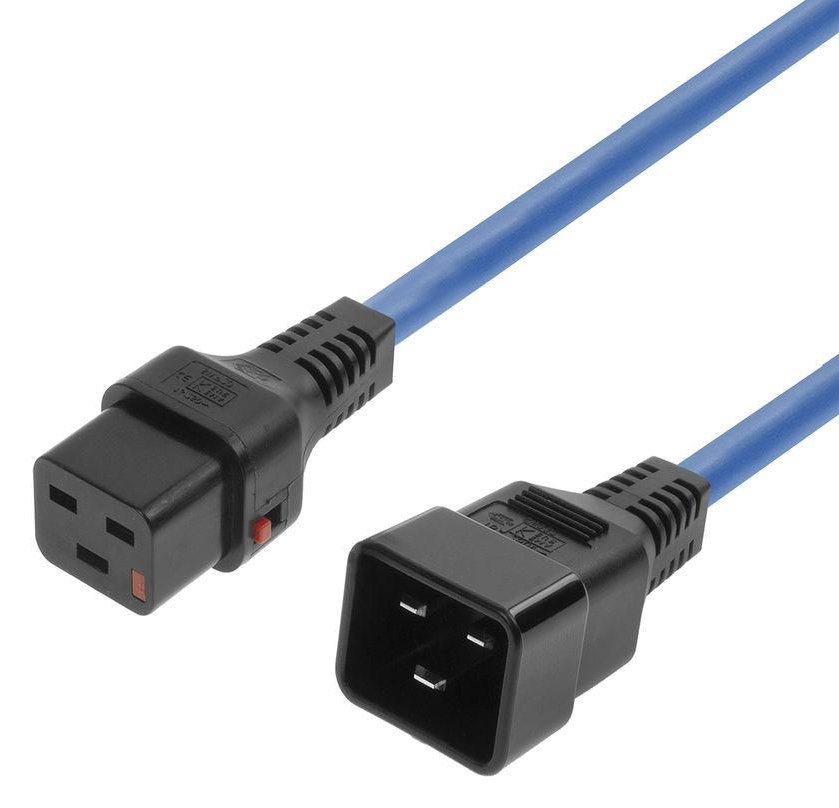 MicroConnect Powercord C19 IEC Lock - C20 blue 1.5m PC1356