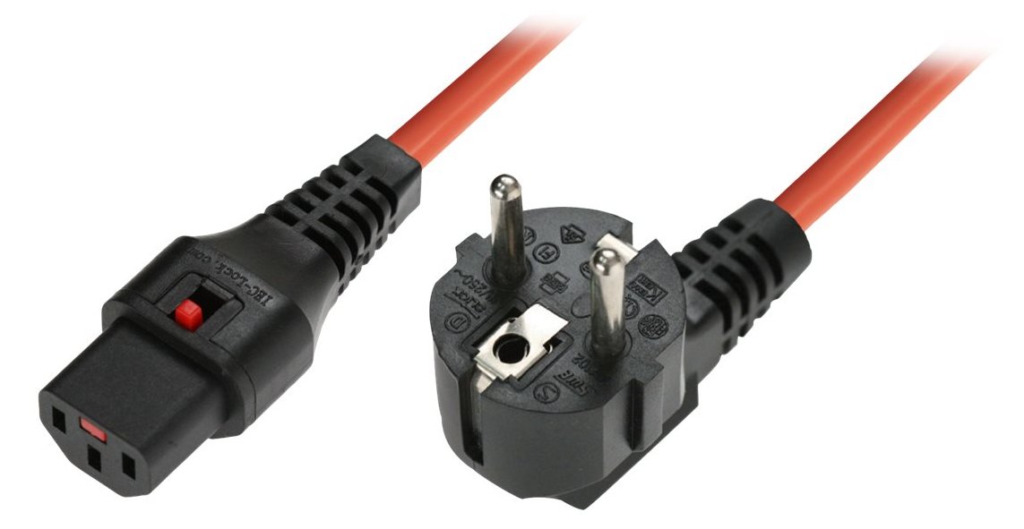 MicroConnect Stromkabel - IEC 60320 C13 Verriegelung bis CEE 7/7 rechtwinklig von LumaTech