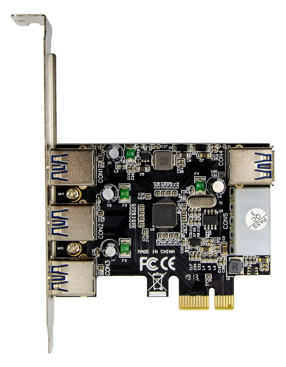 MicroConnect USB-Adapter - PCIe 2.0 - USB 3.0 x 2 + USB 3.0 (intern), Ansicht 4