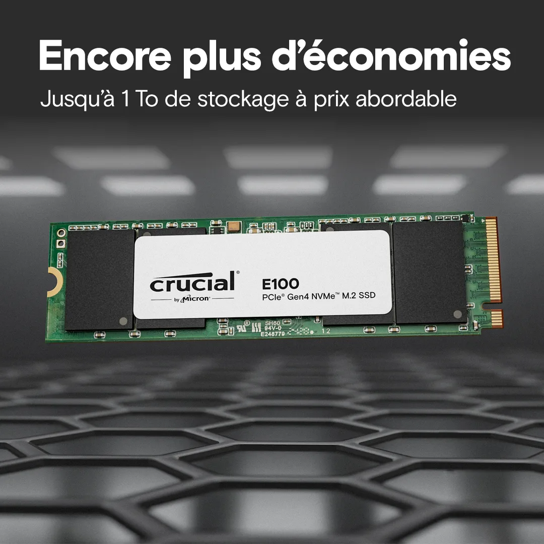 Micron Crucial E100 - SSD - 2 TB - intern - M.2 2280 - PCIe 4.0 x4 (NVMe), Ansicht 3