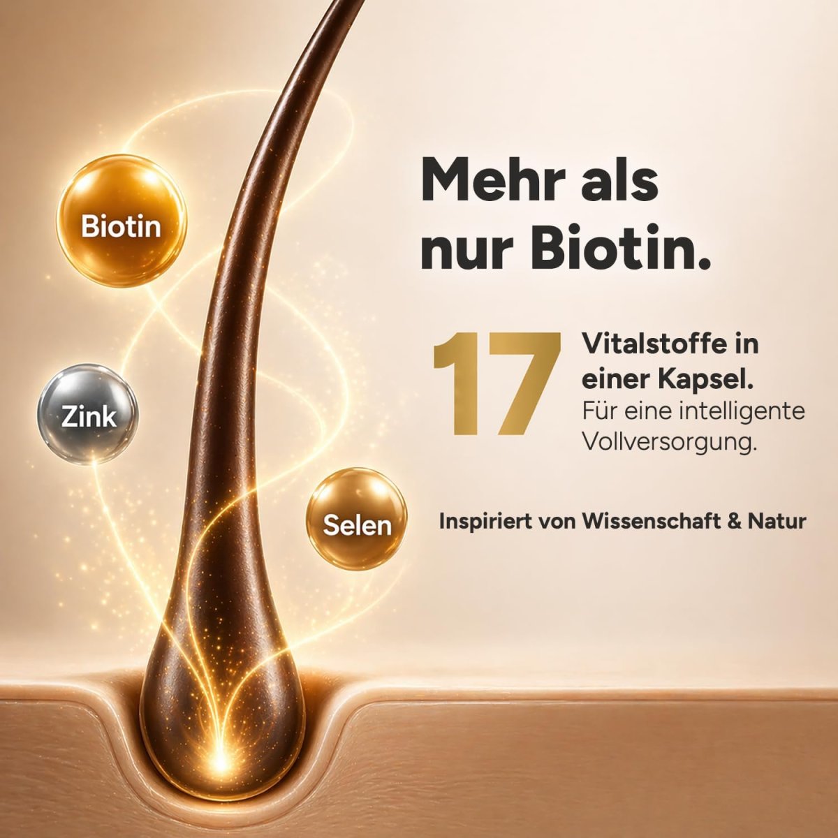 Haar Vitamine Haarausfall - 120 Kapseln I Hochdosiert mit Biotin, Zink, Selen, OPC, Hirse-Extrakt (reich an Silizium und Kieselerde) ohne chemische Haarwuchsmittel I Haarvitamine für Haar- & Bartwuchs — Bild 3