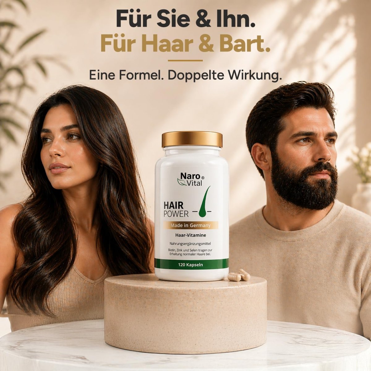 Haar Vitamine Haarausfall - 120 Kapseln I Hochdosiert mit Biotin, Zink, Selen, OPC, Hirse-Extrakt (reich an Silizium und Kieselerde) ohne chemische Haarwuchsmittel I Haarvitamine für Haar- & Bartwuchs — Bild 4