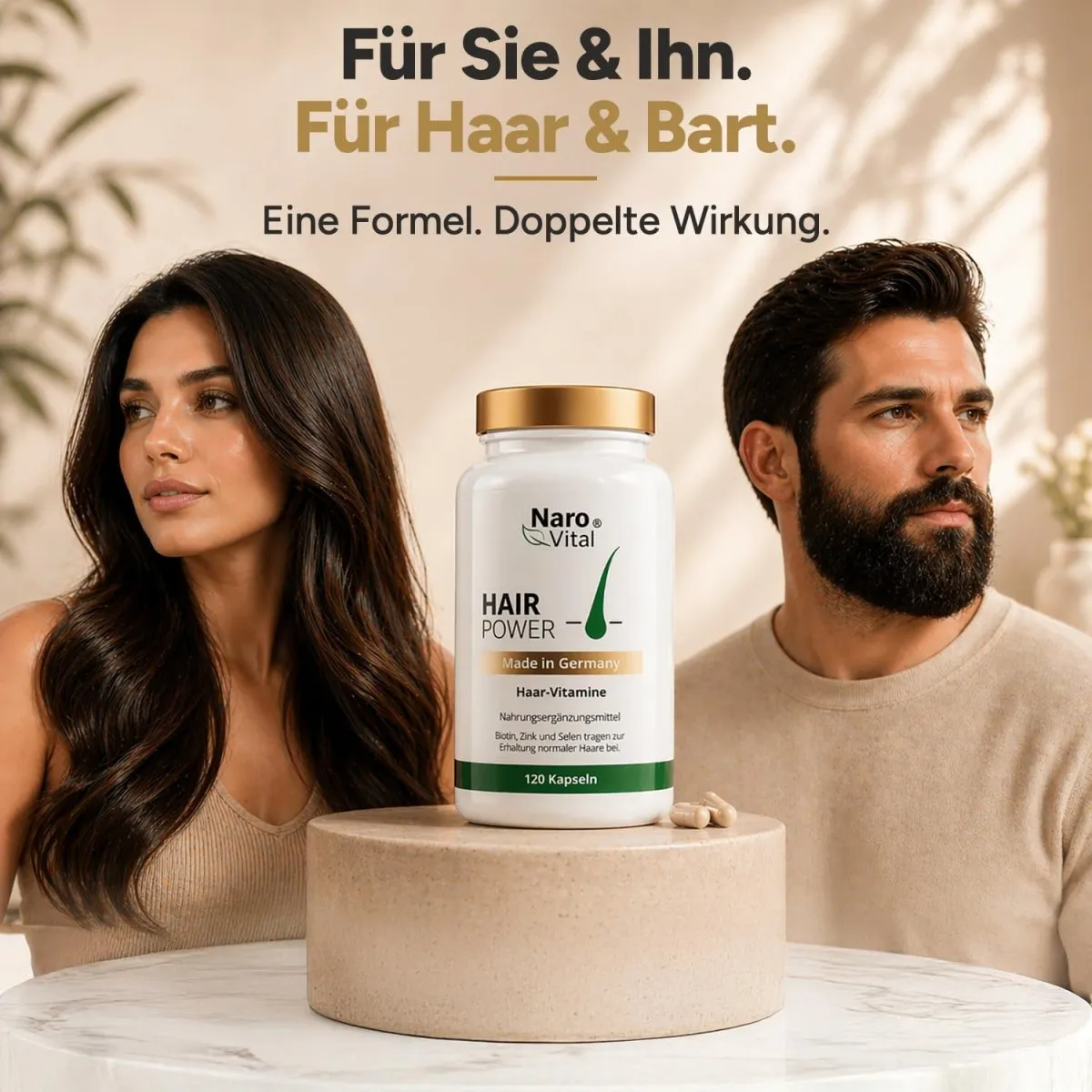 Haar Vitamine Haarausfall - 120 Kapseln I Hochdosiert mit Biotin, Zink, Selen, OPC, Hirse-Extrakt (reich an Silizium und Kieselerde) ohne chemische Haarwuchsmittel I Haarvitamine für Haar- & Bartwuchs — Bild 4
