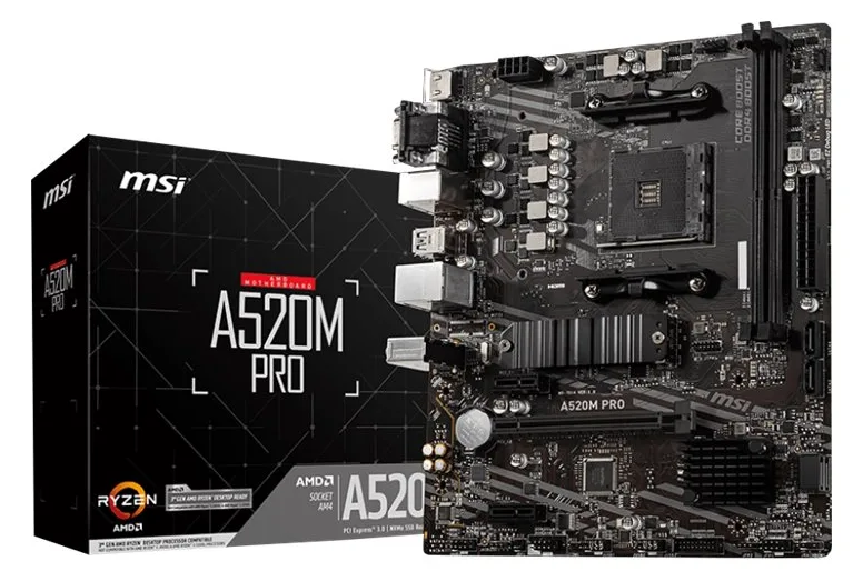 MSI A520M PRO - Motherboard - micro ATX - Socket AM4 - AMD A520 Chipsatz - USB 3.2 Gen 1 - Gigabit LAN - Onboard-Grafik, Ansicht 4