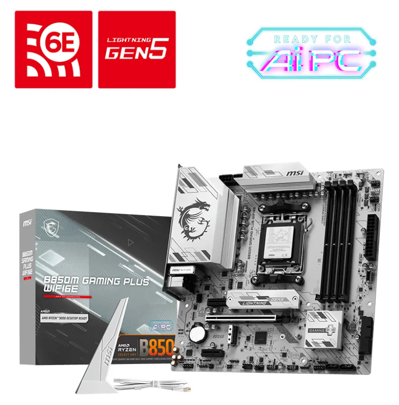 MSI B850M GAMING PLUS WIFI6E - Motherboard - micro ATX - Socket AM5 - AMD B850 Chipsatz - 2.5GB LAN, Wi-Fi 6E, Bluetooth, Ansicht 2