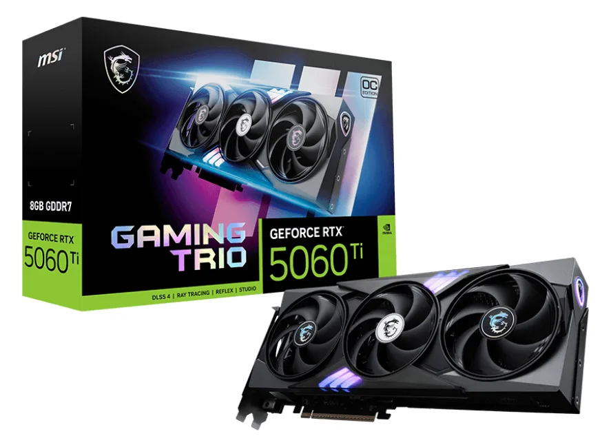 MSI GAMING TRIO OC - Grafikkarte - GeForce RTX 5060 Ti - 8 GB GDDR7 - PCIe 5.0 x16 - 3 x DisplayPort, HDMI, Ansicht 2
