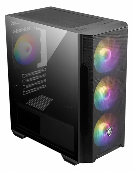 MSI MAG FORGE M100R - microATX Tower - Seitenteil mit Fenster (gehärtetes Glas), Ansicht 3