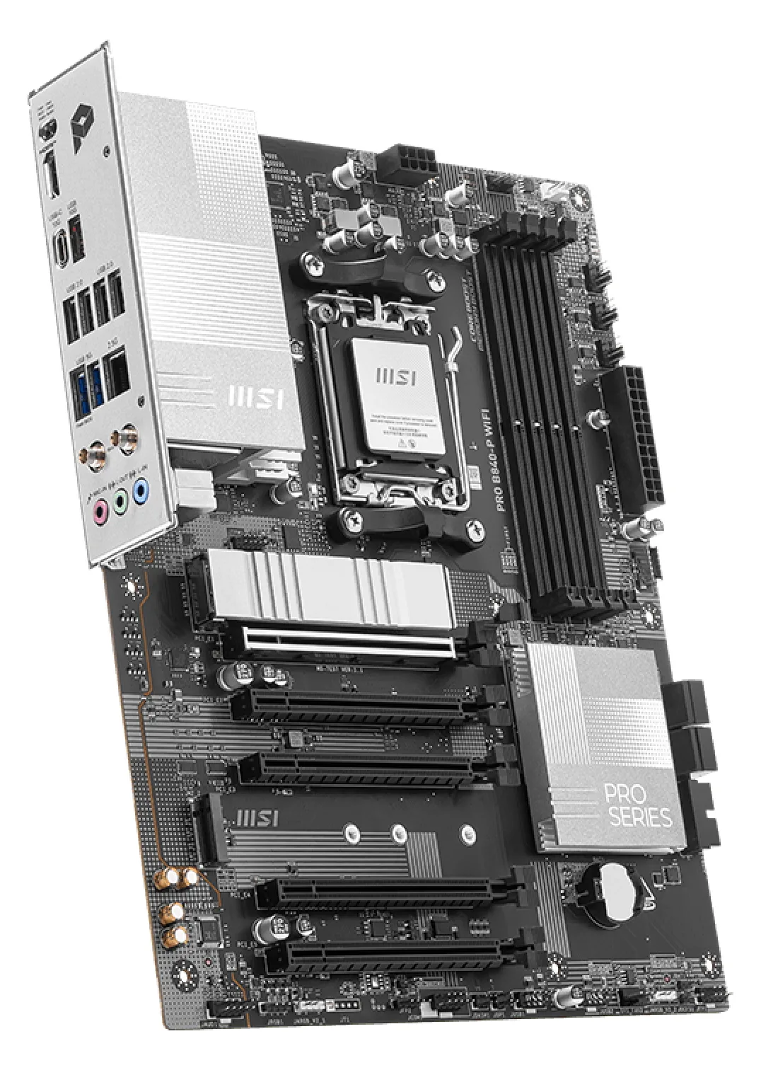 MSI PRO B840-P WIFI - Mainboard - ATX  - Socket AM5 - AMD B840 Chipsatz - 2.5 Gigabit LAN, Wi-Fi 7, Ansicht 4