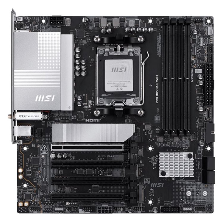 MSI PRO B850M-P WIFI - Motherboard - micro ATX - Socket AM5 - AMD B850 Chipsatz - 5 Gigabit Ethernet, Wi-Fi 7, Bluetooth von LumaTech