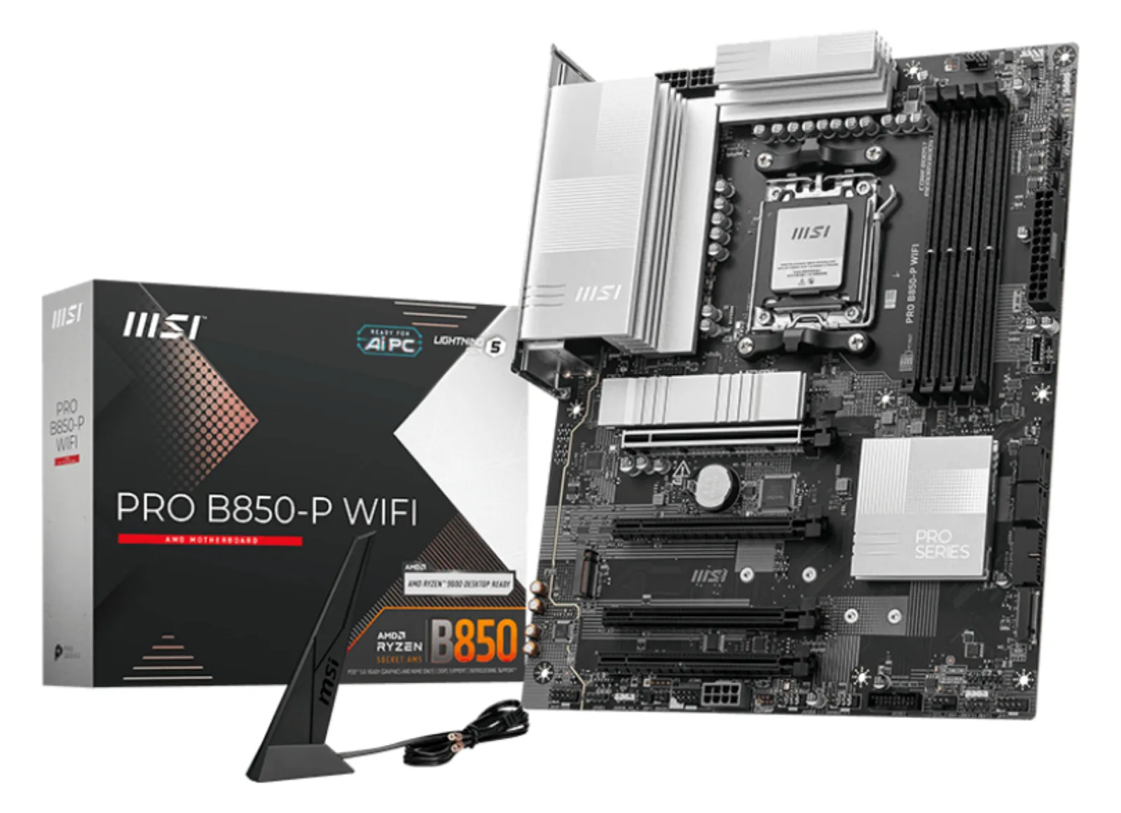 MSI PRO B850-P WIFI - Mainboard - ATX - Socket AM5 - AMD B850 Chipsatz - 5 Gigabit Ethernet, Wi-Fi 7, Ansicht 2